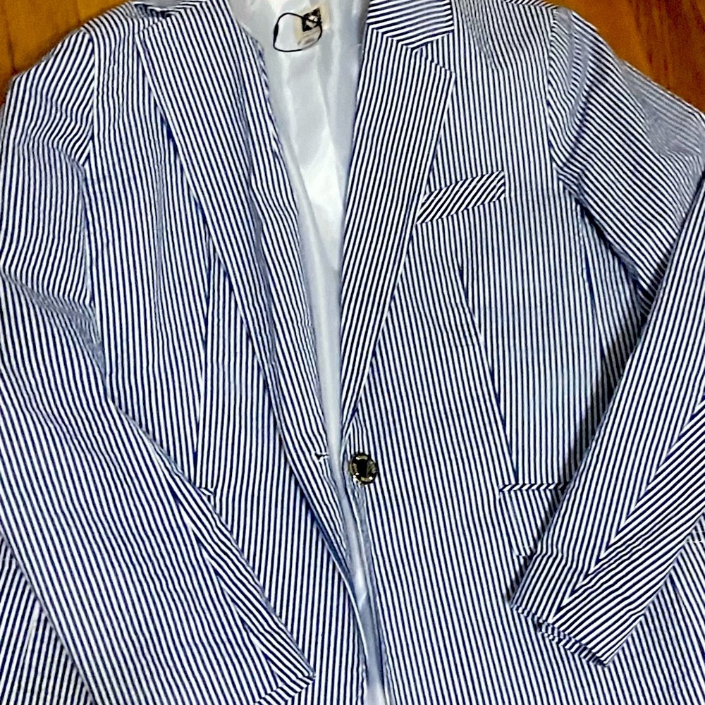 anne Klein Blue Striped Blazer